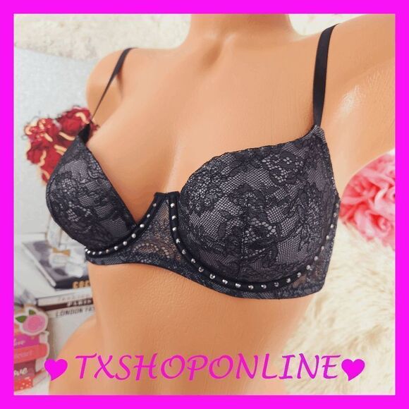 Victoria's Secret Other - 💗👙 {Victoria's Secret} Black Embellished Studded Balconette 👙💗 NWT